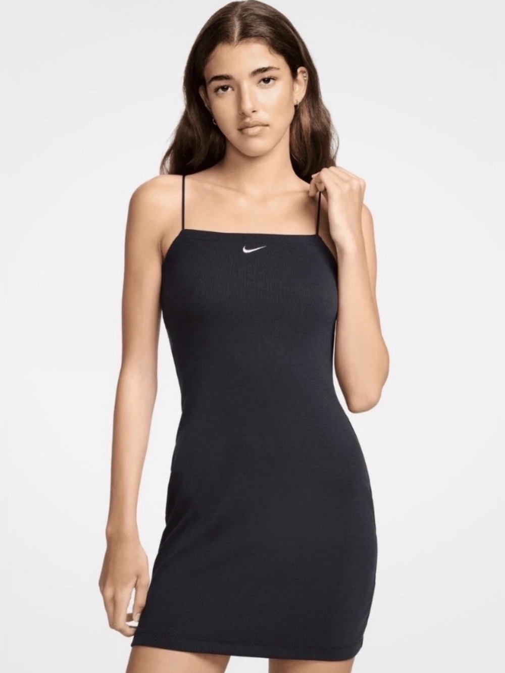 Nike Women's Sportswear Chill Knit Mini-Ribbed Camisole Cami Dress black XL